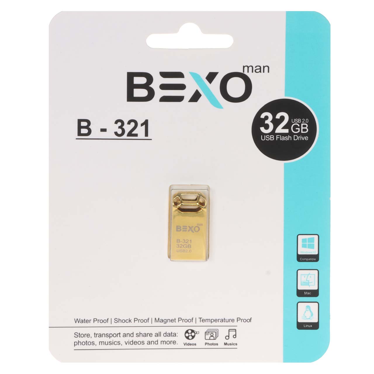 BEXO B-321 USB2.0 Flash Memory - 32GB (گارانتی داده پردازی آواتک) طلایی